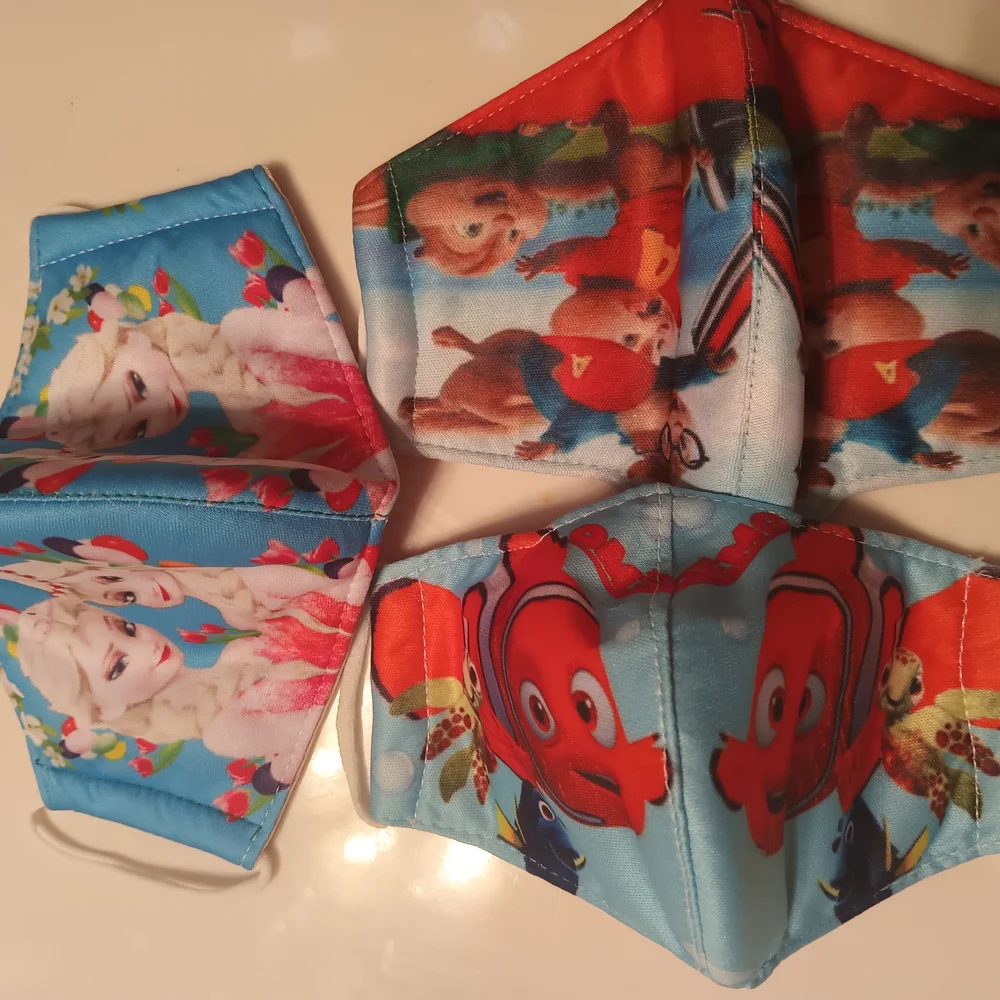 Kids Cartoon Character Face Masks - Blue and Red
